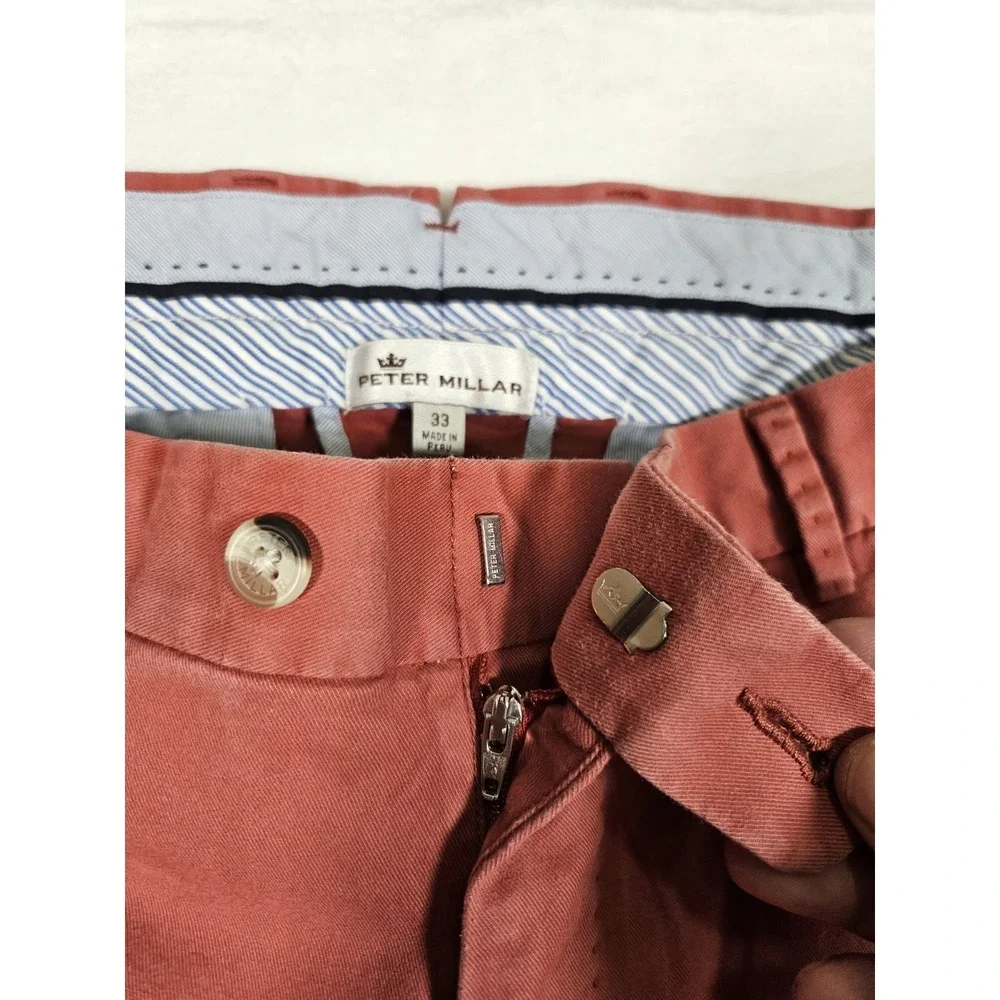 Peter Millar‎ Men's Pima Cotton Pants Slacks Peru Made MF17B48 Size 33 Dark Pink - Picture 6 of 15